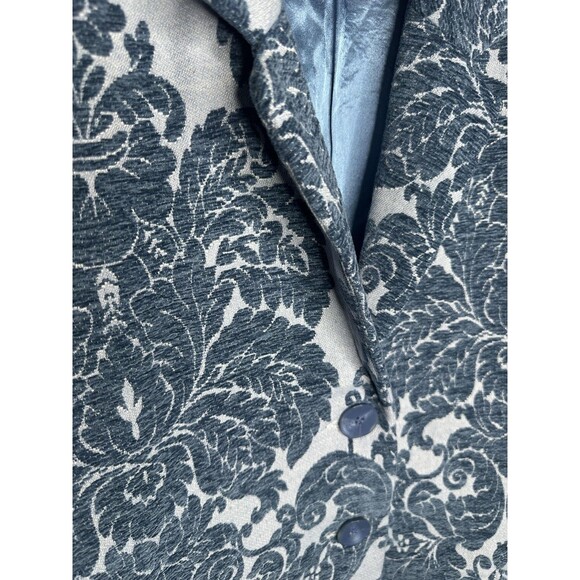 NEW Soft Surroundings Coat Womens XL Blue Damask Jacquard Topper Style 28X94 - Picture 3 of 9